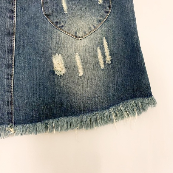 Hayden Paperbag Waist Distressed Blue Denim Mini Skirt/Size Large - Picture 10 of 11
